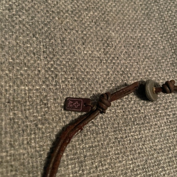 Vintage American Eagle Leather Strap Metal Cross Choker Necklace - Picture 3 of 4